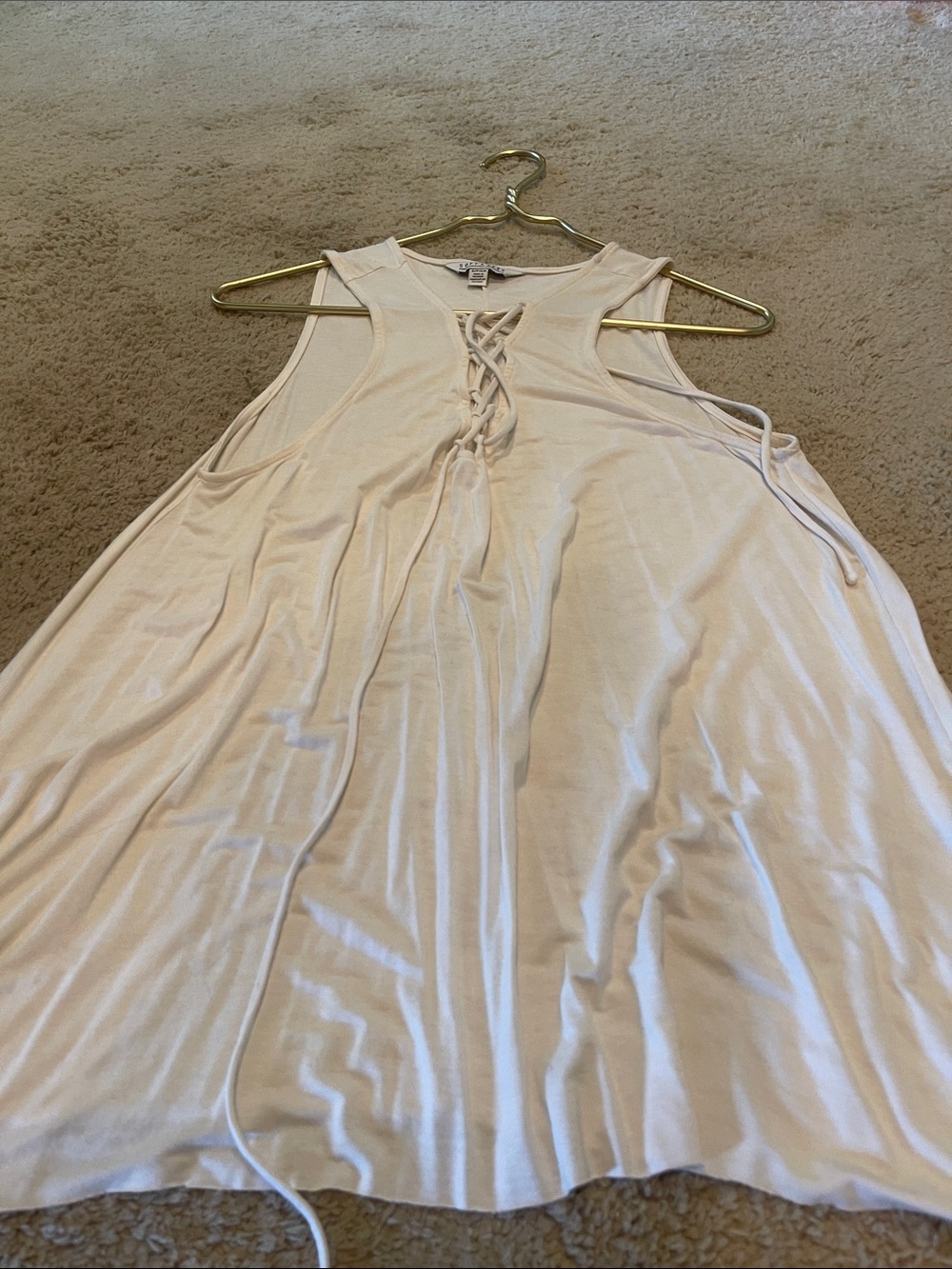 American Eagle Outfitters Cream Lace-Up Tank Tunic